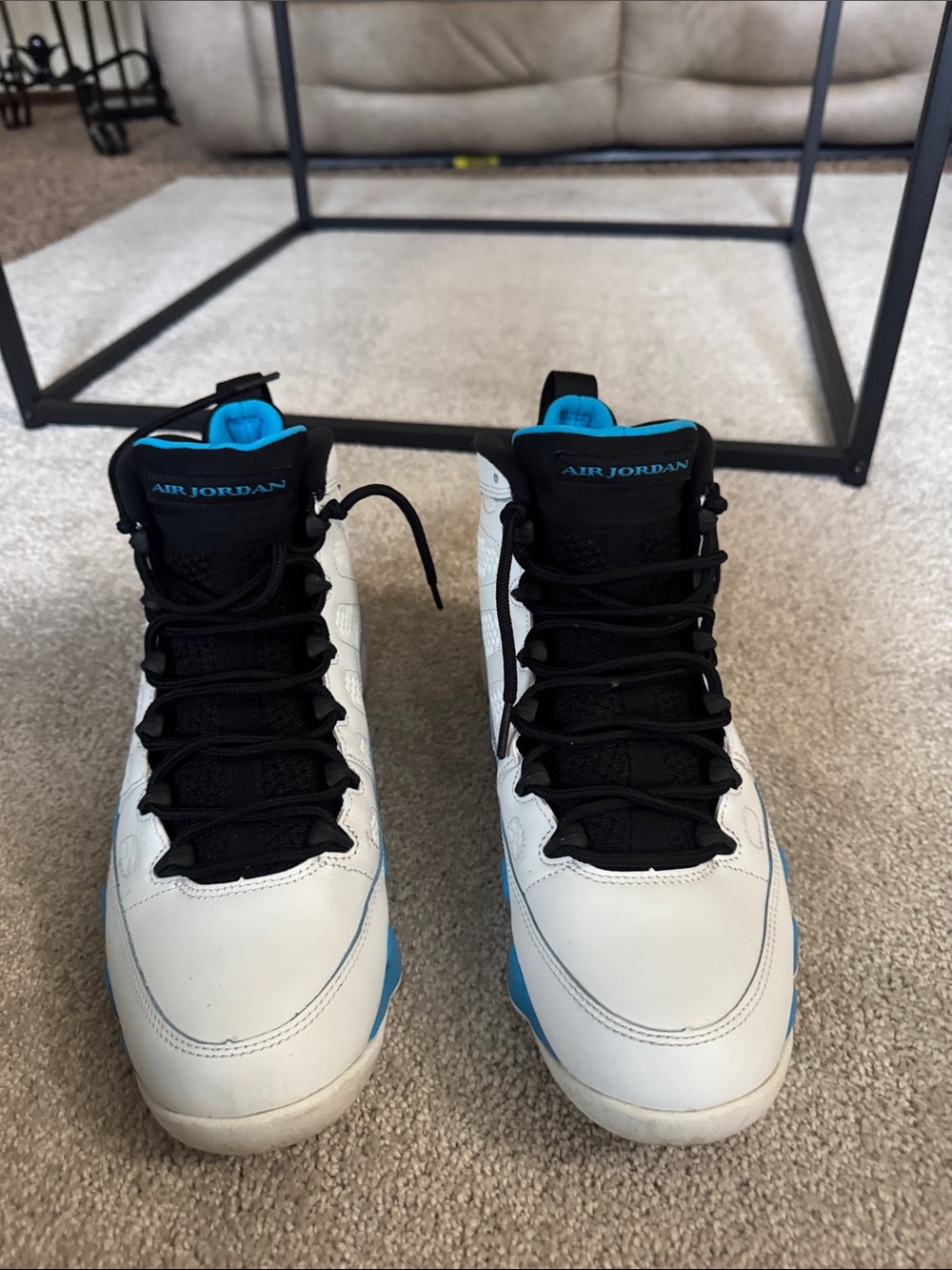 Jordan Kids White & Black High-Top Sneakers with Blue Accents
